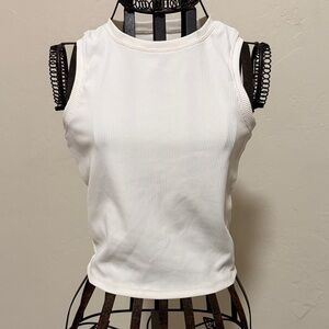 Elegant White Ribbed Tank Top